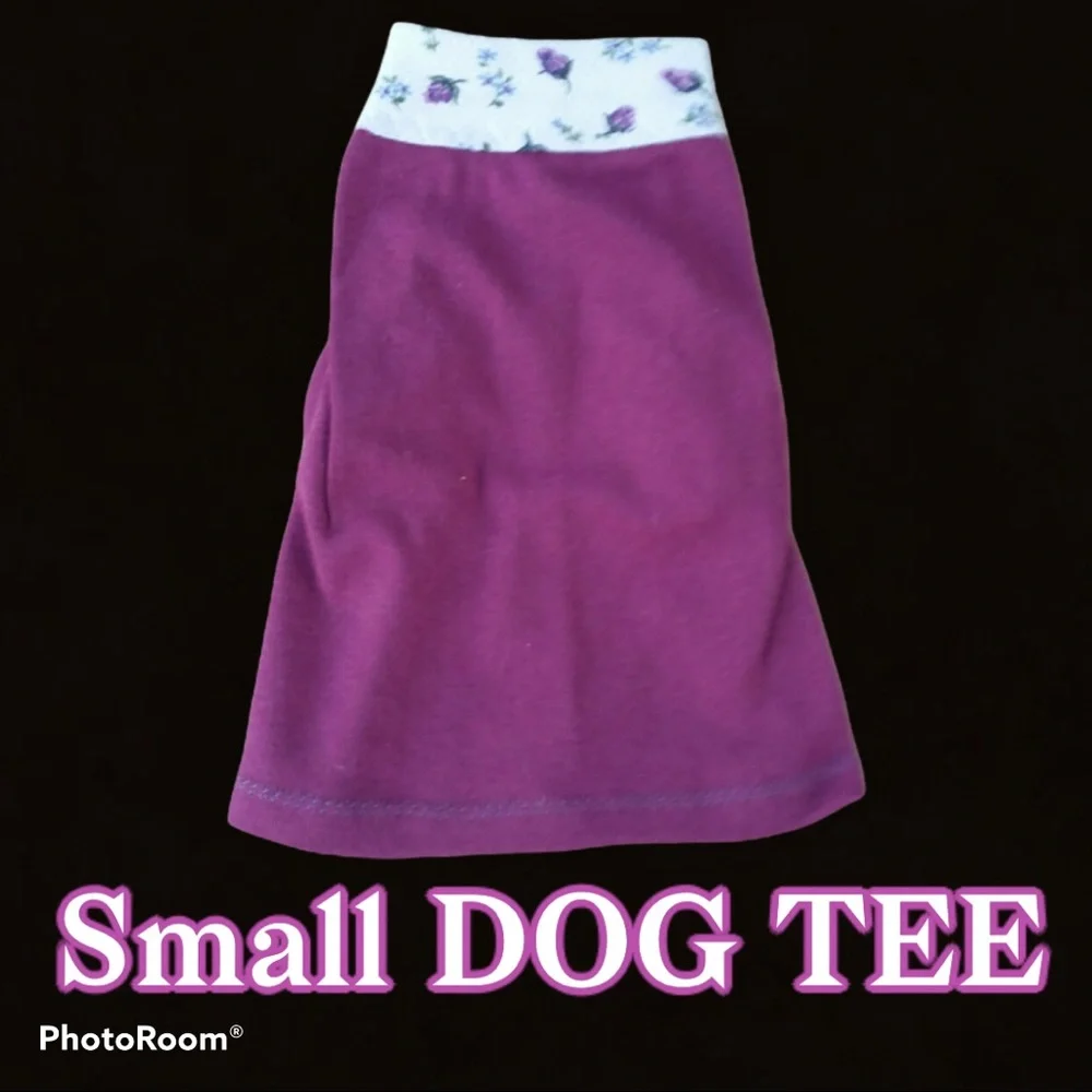 Handmade XS Dog Puppy Tee Purple Rose Floral Teacup Toy Breed Chihuahua Cute Top